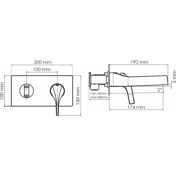 Смеситель для раковины настенный WasserKraft Sauer 7130, золото глянцевое фото 3