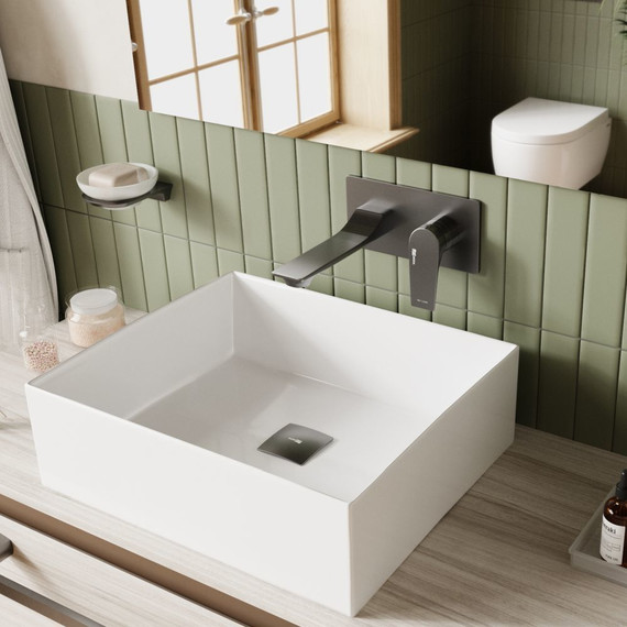 Смеситель для раковины настенный WasserKraft Wiese 8430, оружейная сталь фото 2