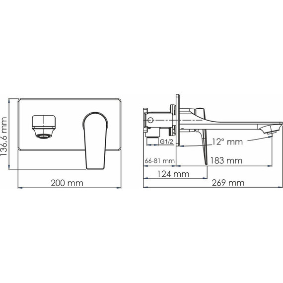 Смеситель для раковины настенный WasserKraft Wiese 8430, оружейная сталь фото 3