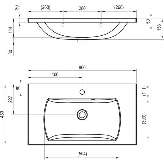 Тумба подвесная с раковиной Ravak Classic II 80 см X000001481, белый/серый фото 8