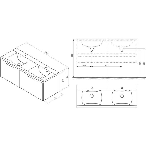 Тумба подвесная с раковиной Ravak Classic II 130 см X000001483, белый/серый фото 5