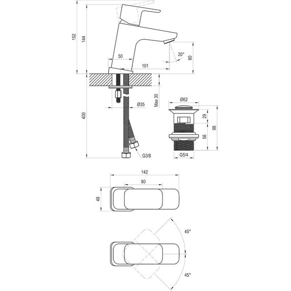 Смеситель для раковины Ravak 10° Free black -TD F 011.20 X070147, чёрный матовый фото 5