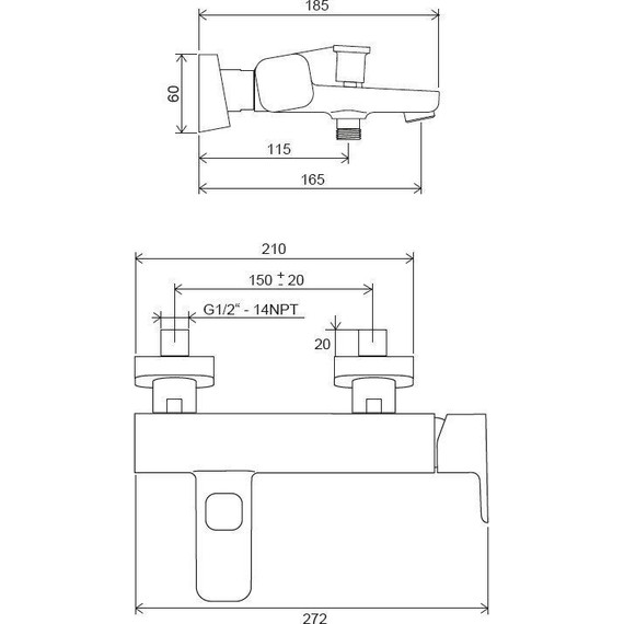 Смеситель для ванны Ravak 10° Free black TD F 022.20/150 X070152, чёрный матовый фото 4