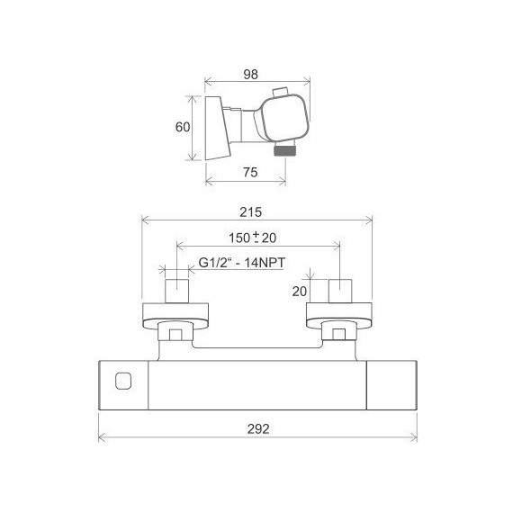 Смеситель для душа с термостатом Ravak 10° X070154, чёрный фото 3