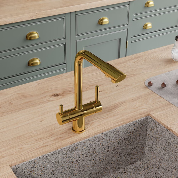 Смеситель для кухни WasserKraft A8377, золото глянцевое фото 3