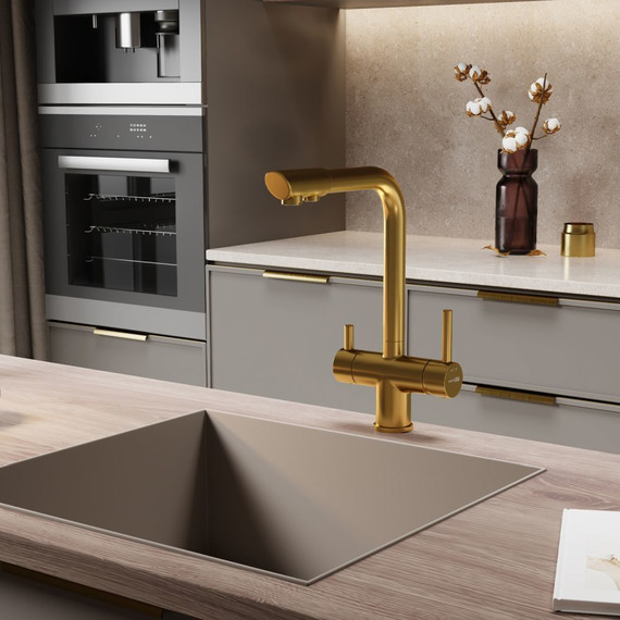 Смеситель для кухни WasserKraft A8387, золото матовое фото 3