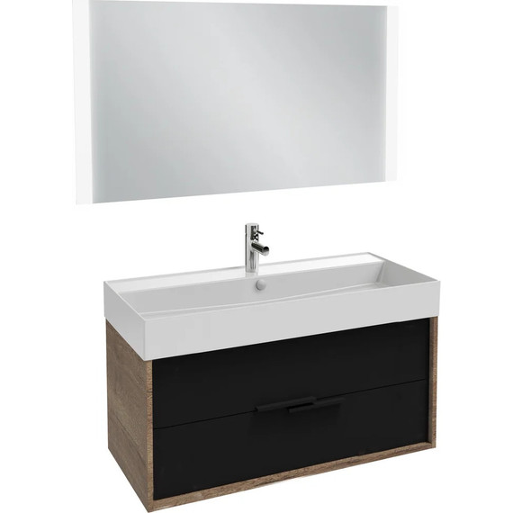 Тумба подвесная с раковиной Jacob Delafon Vivienne 100 см EB1585-E52-S14, дуб табак/черный сатин фото 2