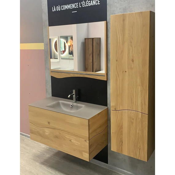 Тумба подвесная с раковиной Jacob Delafon Sherwood 100 см EB1833RU-P6, натуральный дуб (раковина EB1830RU-DE5, цвет базальт матовый) фото 3