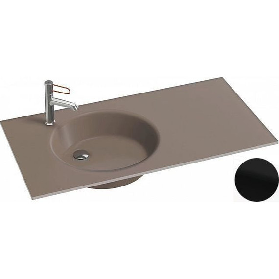 Тумба подвесная с раковиной Jacob Delafon Odeon Rive Gauche 100 см EB2524-R9-E10, квебекский дуб (раковина EB2564-DE2, цвет черный матовый) фото 2