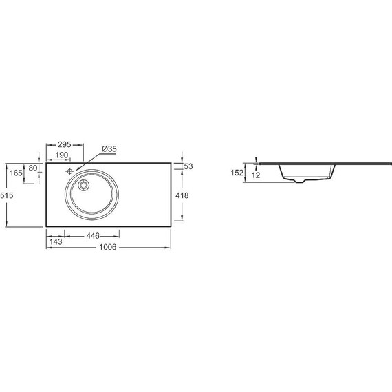 Тумба подвесная с раковиной Jacob Delafon Odeon Rive Gauche 100 см EB2544-R9-E52, дуб табак (раковина EB2564-DE3, цвет матовая бронза) фото 3