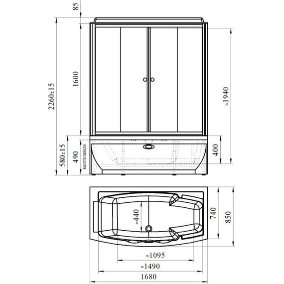 Гидробокс с паром Радомир Элис 168x85 см R, белый/прозрачное фото 2