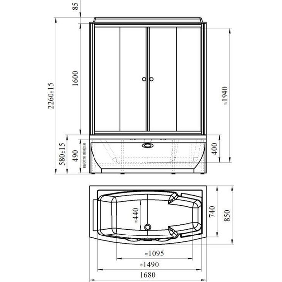 Душевая кабина Радомир Элис 168x85 см L, белый/прозрачное - 2 Душевая кабина Радомир Элис 168x85 см L, белый/прозрачное фото 2