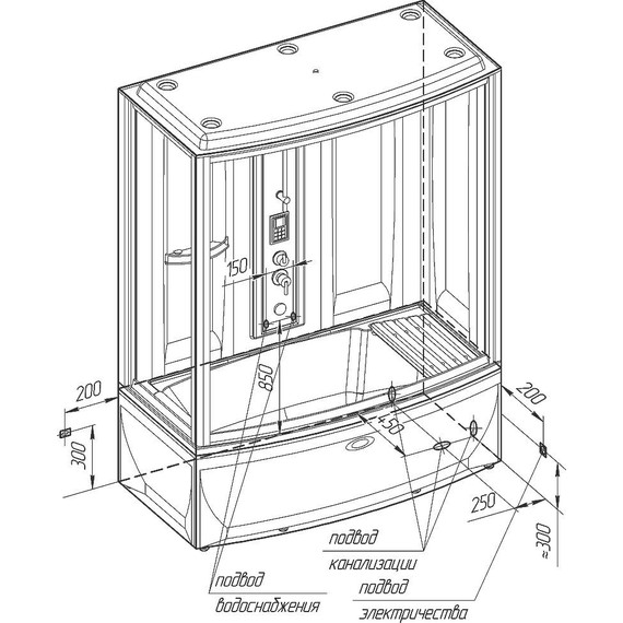 Гидробокс с паром Радомир Элис 168x85 см R, белый/прозрачное фото 3
