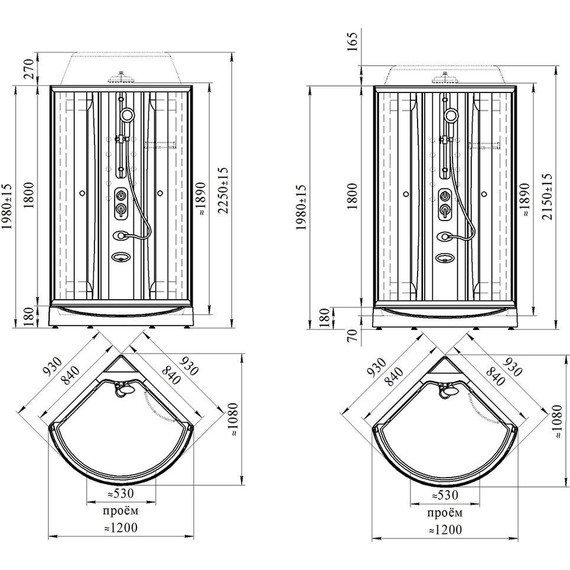 Душевая кабина Радомир Паола 1 93x93 см, белый/прозрачное фото 6