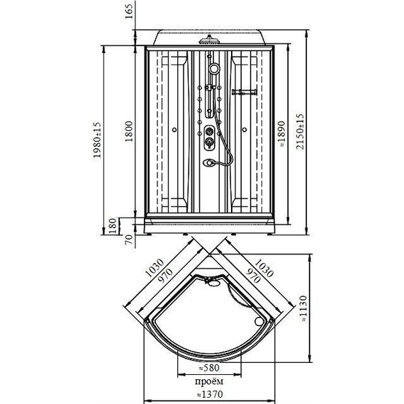 Душевая кабина Радомир Паола 2 103x103 см, белый/прозрачное фото 6