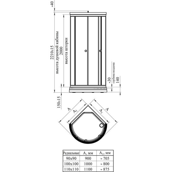 Душевая кабина Радомир Стронг 90x90 см, черный/матовое фото 2