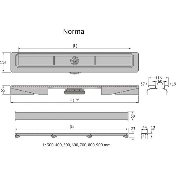 Трап Berges Wasserhaus C1 Norma 80 см 095139, нержавеющая сталь, черный матовый, Цвет производителя: чёрный матовый, Размер трапа: 800 фото 7