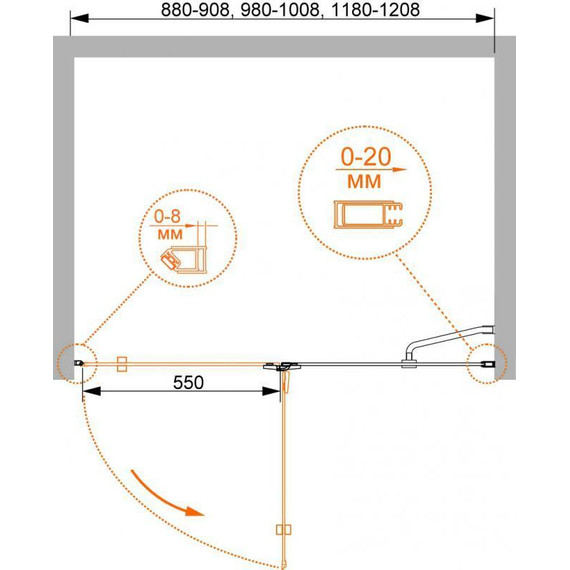 Душевая дверь Cezares 90 см BERGAMO-W-B-12-90-P-Cr-L, хром/матовое фото 5