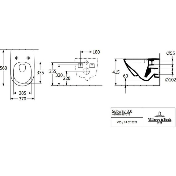 Унитаз подвесной безободковый Villeroy&Boch Subway 3.0 4670TS01 с крышкой микролифт фото 11