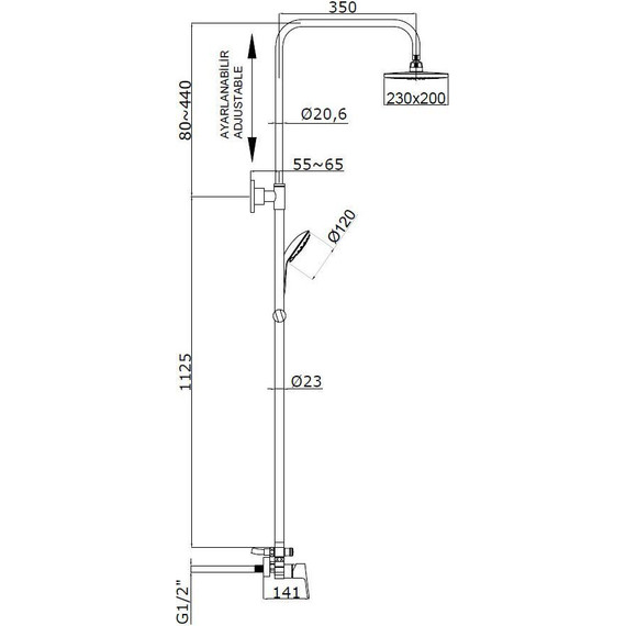 Душевая стойка Azario Treya AZ-15780121 фото 2