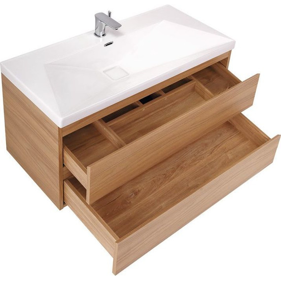 Тумба подвесная с раковиной Cezares MOLVENO-100-2C-SO-NC 100 см, Noce Chiaro - 2 Тумба подвесная с раковиной Cezares MOLVENO-100-2C-SO-NC 100 см, Noce Chiaro фото 2