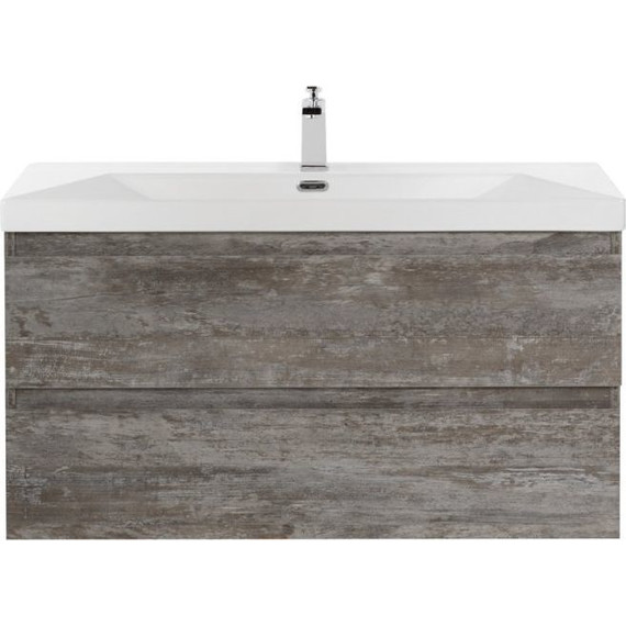 Тумба подвесная с раковиной Cezares MOLVENO-100-2C-SO-LG 100 см, Legno Grigio (раковина CZR-1188-1000/500) фото 