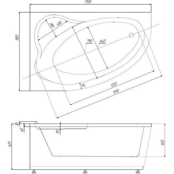 Ванна акриловая Azario Laura 170x110 см L AV.0052170 - 4 Ванна акриловая Azario Laura 170x110 см L AV.0052170 фото 4
