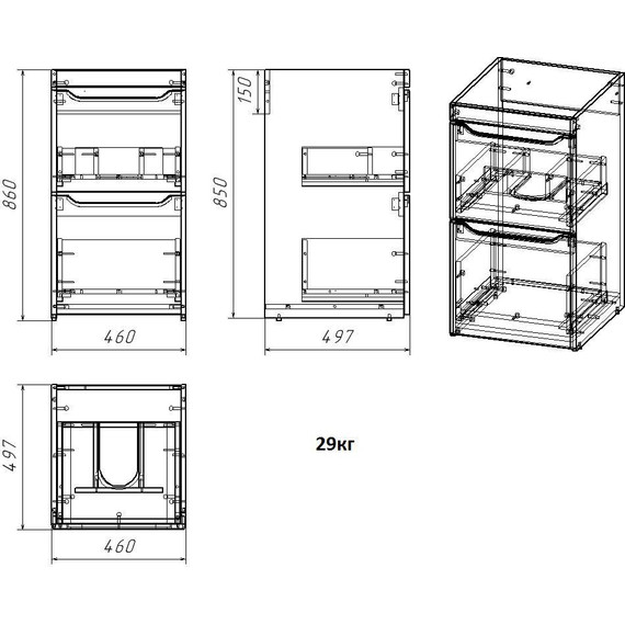 Тумба напольная с раковиной-столешницей Azario Magenta 110 см R CS00079140 фото 3