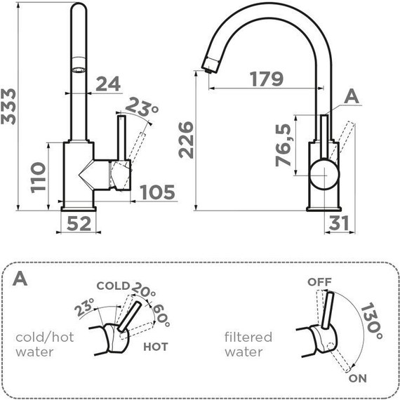 Смеситель для кухни Omoikiri Shinagawa 2 PLUS PA 4994410, пастила фото 2