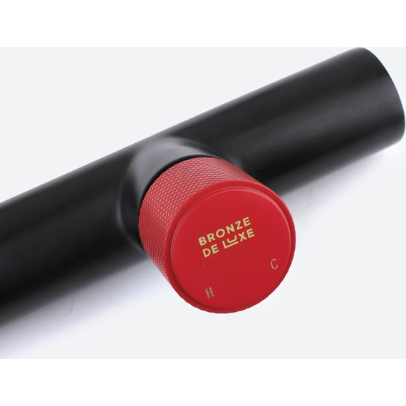 Смеситель для раковины настенный Bronze de Luxe Avantgarde 2021RH, чёрный матовый/красный - 5 Смеситель для раковины настенный Bronze de Luxe Avantgarde 2021RH, чёрный матовый/красный фото 5