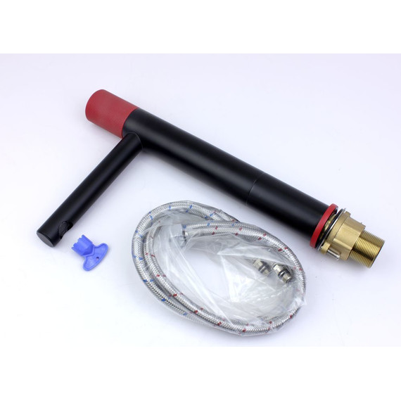 Смеситель для раковины высокий Bronze de Luxe Avantgarde 2030RH, черный матовый/красный фото 7