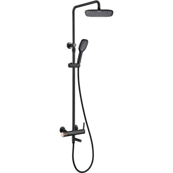 Душевая стойка Bronze de Luxe Avantgarde 2039RGB, чёрный матовый/розовое золото фото 