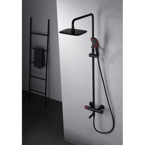 Душевая стойка Bronze de Luxe Avantgarde 2039RH, чёрный матовый/красный фото 4