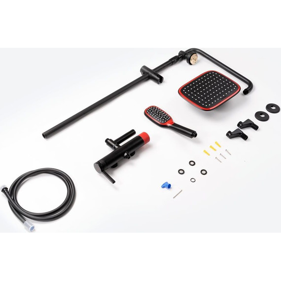 Душевая стойка Bronze de Luxe Avantgarde 2039RH, чёрный матовый/красный фото 10