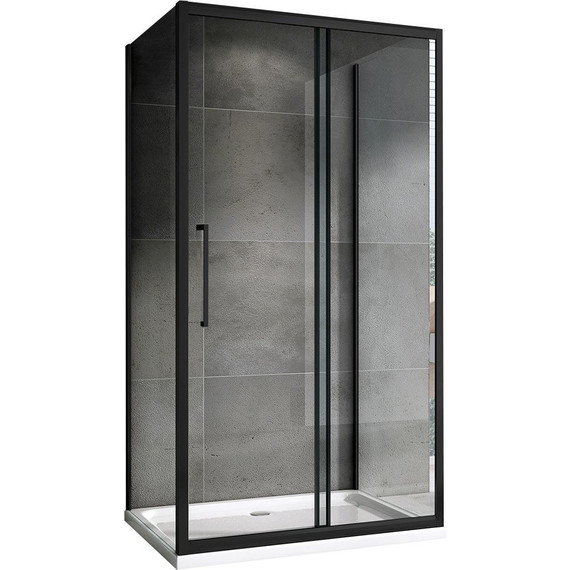 Душевое ограждение Abber Schwarzer Diamant 140х100 см AG30140BH-S100B-S100B, черный/прозрачное фото 