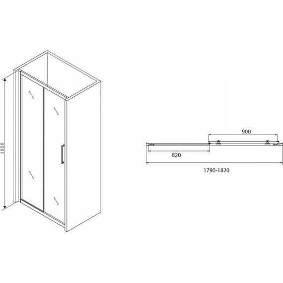 Душевая дверь Abber Schwarzer Diamant 180 см AG30180BH, черный/прозрачное фото 5