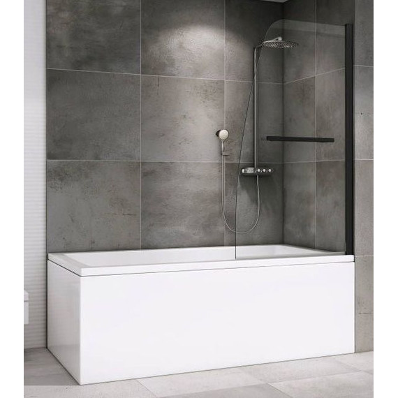 Шторка для ванны Abber Ewiges Wasser 80 см AG50080B, черный/прозрачное фото 