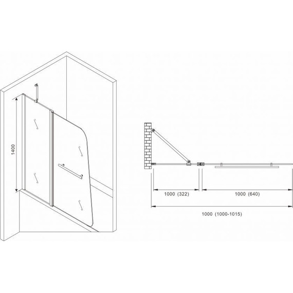 Шторка для ванны Abber Ewiges Wasser 100 см AG50100B, черный/прозрачное фото 3