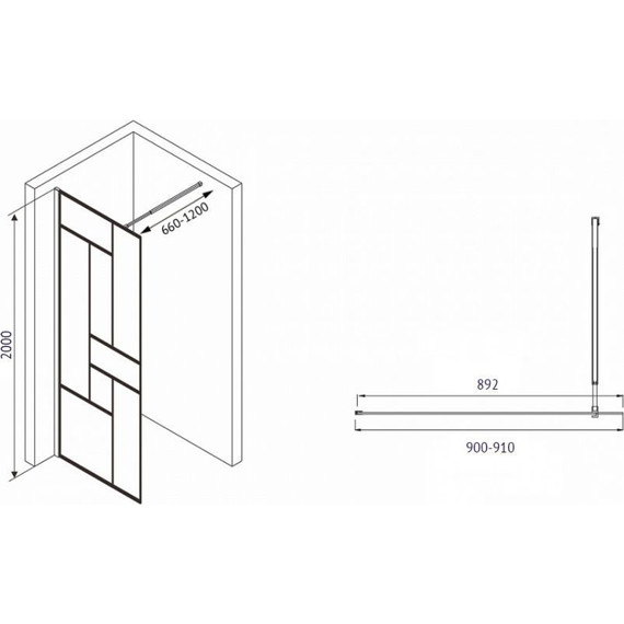 Душевая перегородка Abber Immer Offen 90 см AG63090B, черный/прозрачное фото 7