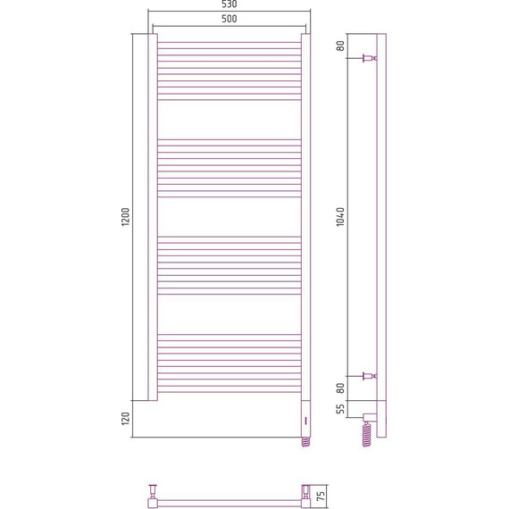 Полотенцесушитель электрический Сунержа Модус 3.0 П20 1200x500 мм 31-5701-1250 R, чёрный матовый фото 5