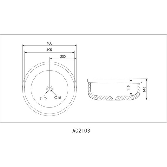 Раковина-чаша Abber Bequem 36 см AC2103 фото 4