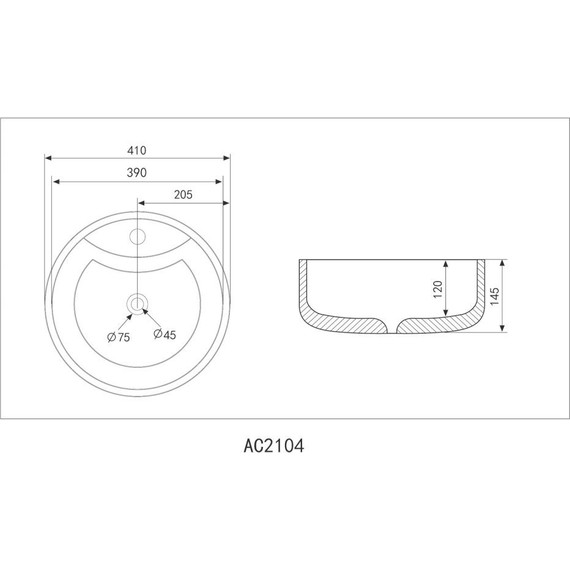 Раковина-чаша Abber Bequem 41 см AC2104MB, черный матовый фото 5