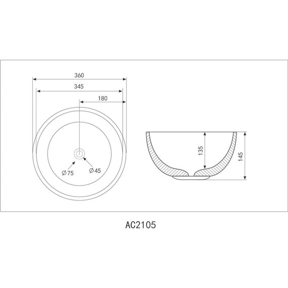 Раковина-чаша Abber Bequem 36 см AC2105MB, черный матовый фото 4
