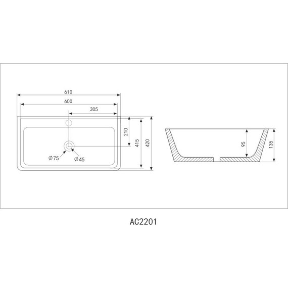 Раковина-чаша Abber Rechteck 61 см AC2201MB, черный матовый - 5 Раковина-чаша Abber Rechteck 61 см AC2201MB, черный матовый фото 5