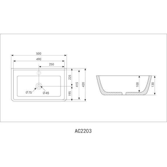 Раковина-чаша Abber Rechteck 50 см AC2203 - 5 Раковина-чаша Abber Rechteck 50 см AC2203 фото 5