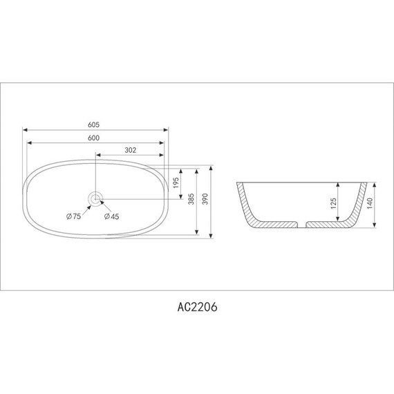 Раковина-чаша Abber Rechteck 60 см AC2206MB, черный матовый фото 5