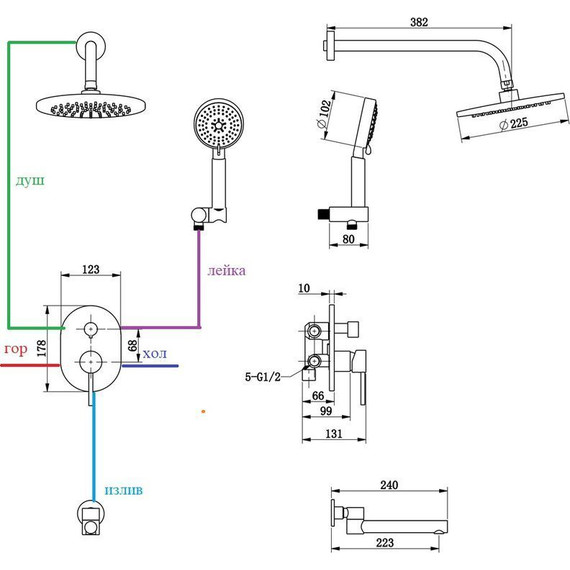 Душевая система для ванны Bronze de Luxe Scandi 14582/1B, черный матовый - 5 Душевая система для ванны Bronze de Luxe Scandi 14582/1B, черный матовый фото 5