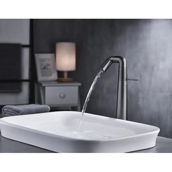 Смеситель для раковины высокий Haiba HB11813-7, черный матовый фото 3