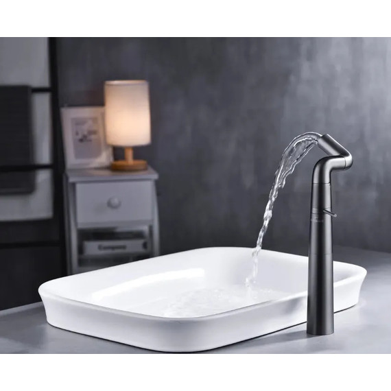 Смеситель для раковины высокий Haiba HB11813-7, черный матовый фото 4