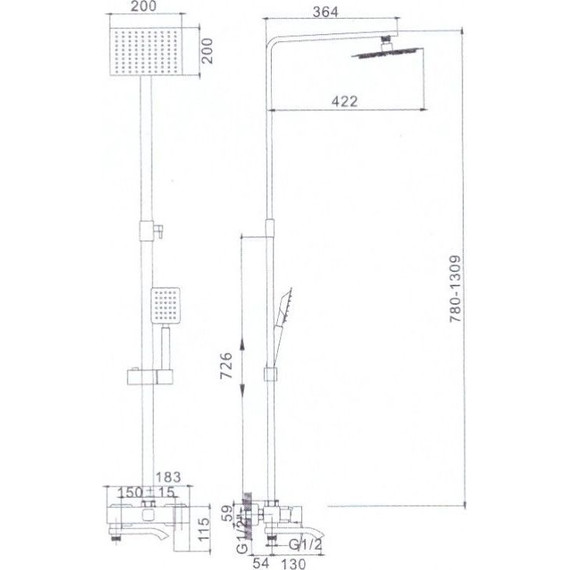 Душевая стойка Haiba HB24815, сталь - 5 Душевая стойка Haiba HB24815, сталь фото 5